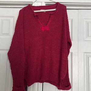 Pink lily V neck sweater